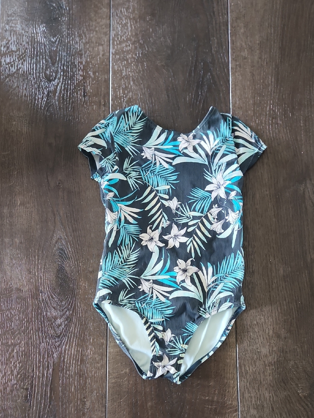art class Black & Teal Floral Swim One Piece 6